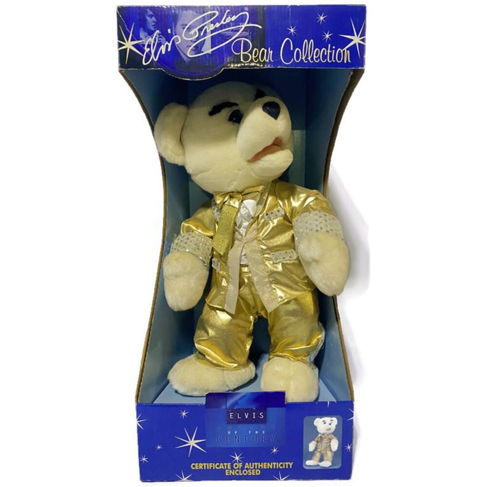 Elvis Presley Artist of the Century Collection Gold Lame Bear 16" New in Box